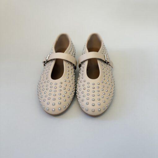 Leder-Ballerinas mit Nieten