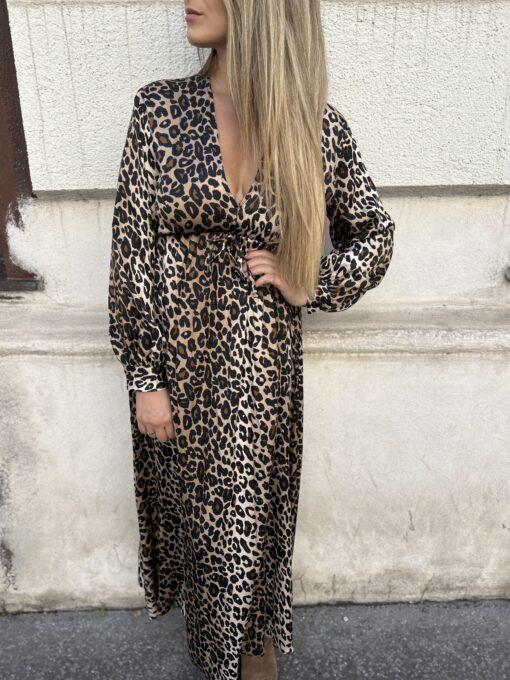Leo Maxikleid aus Viskose mit V-Ausschnitt