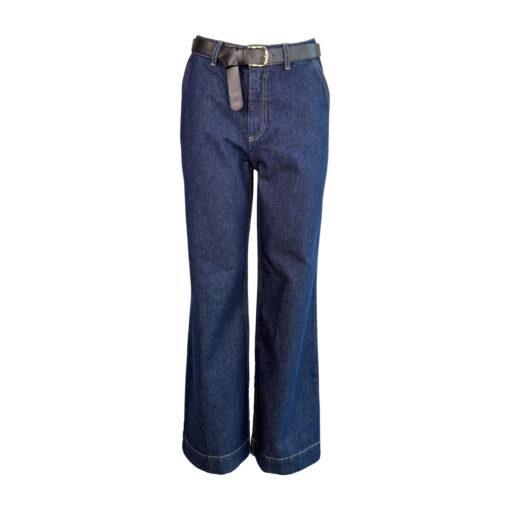 Dunkel Blaue Palazzo Jeans mit Gürtel