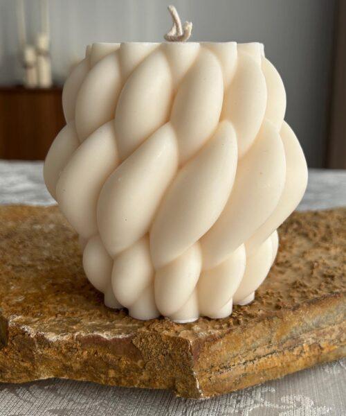 Sojawachs Kerze mit Zopfmuster-100%Vegan