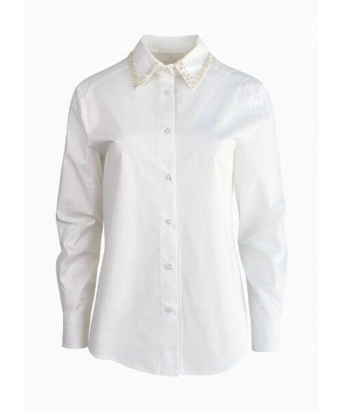 VICOLO-Weiße Bluse mit Perlen