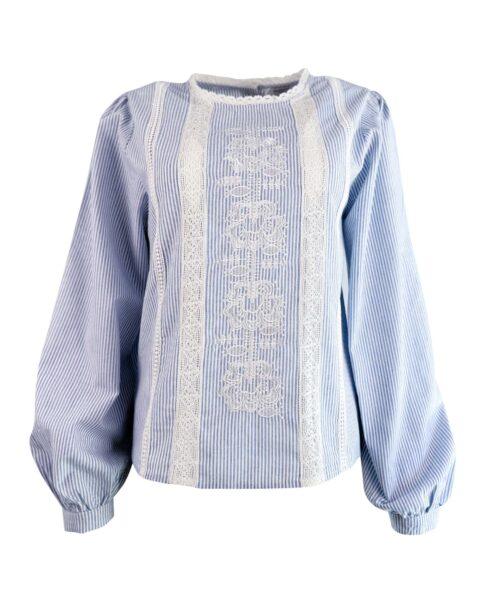 Baumwolle Bluse mit Blumenstickerei