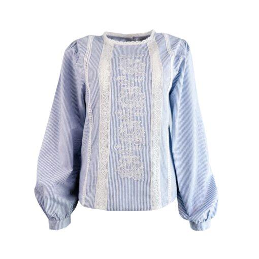 Baumwolle Bluse mit Blumenstickerei