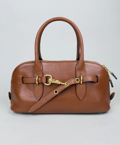 Leder Tasche Cognac mit Schleife