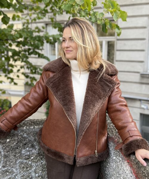 Alternative view of Winterjacke aus Veganem Leder in Braun